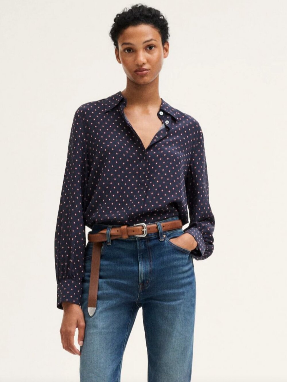 NWT Madewell Silk Button-Up Shirt Deep Indigo Sz XS